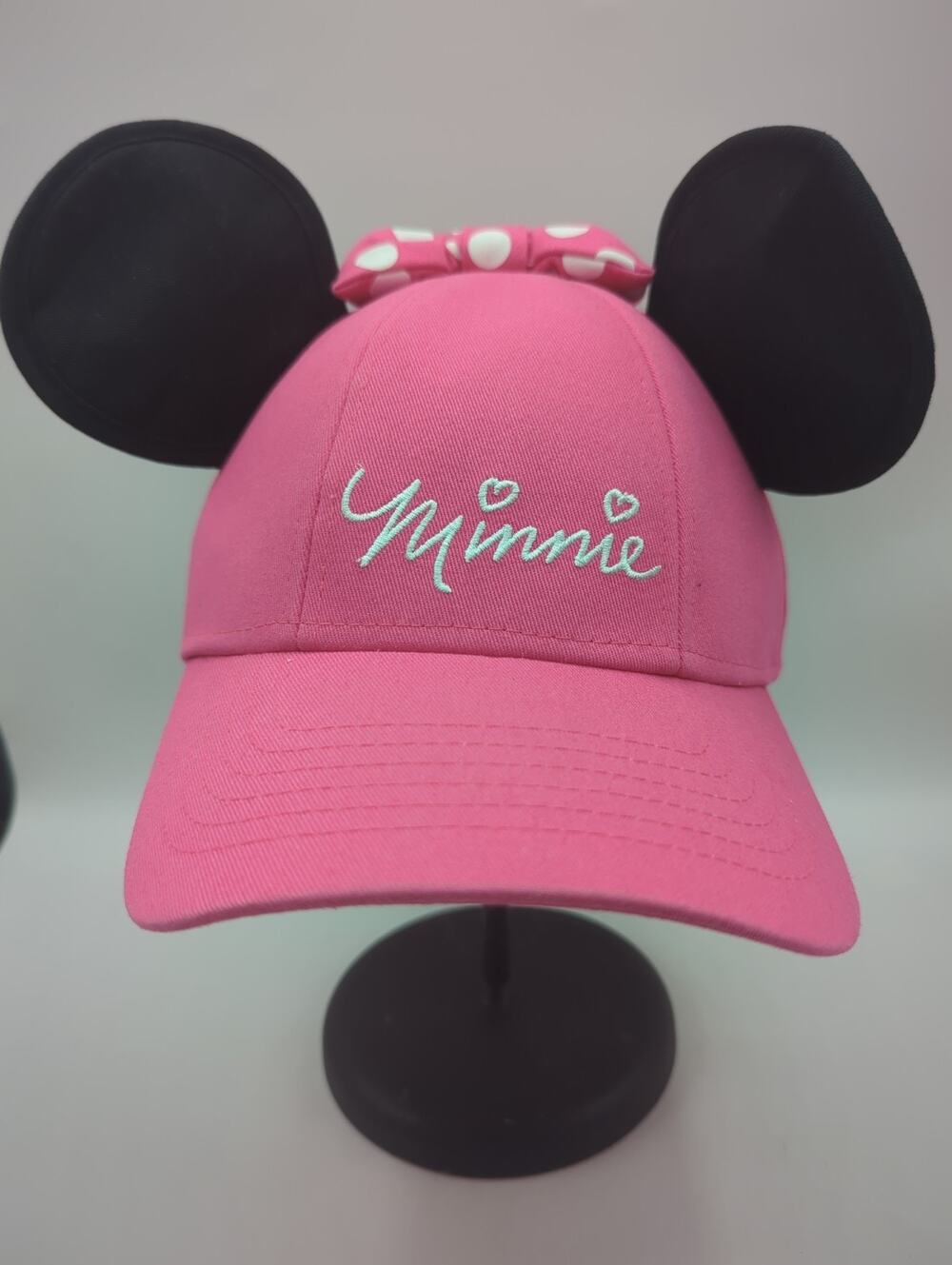 Disney Minnie Pink Baseball Cap with Black Ears and Polka Dot Bow